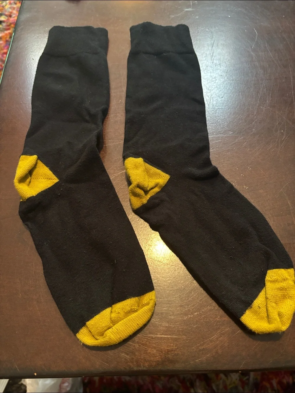 3 Pair Gold Toe Thin Dress Crew Socks Black w Gold, Purple & Purple Stripes NWOT